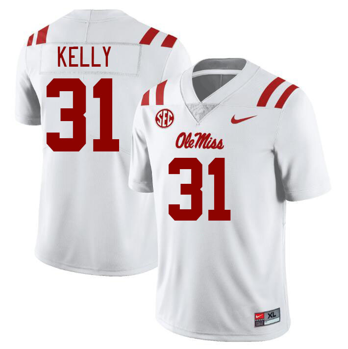 Men #31 Torian Kelly Ole Miss Rebels College Football Jerseys Stitched Sale-White